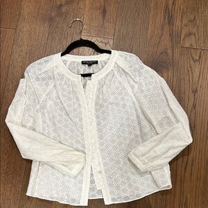 Central Park West White Eyelet Blouse